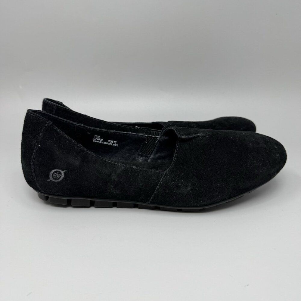 Born Sebra Womens Size 10M Shoes  Black Suede Slip On Comfort Career Loafers